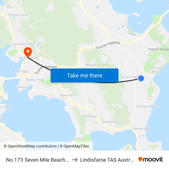 No.173 Seven Mile Beach Rd to Lindisfarne TAS Australia map