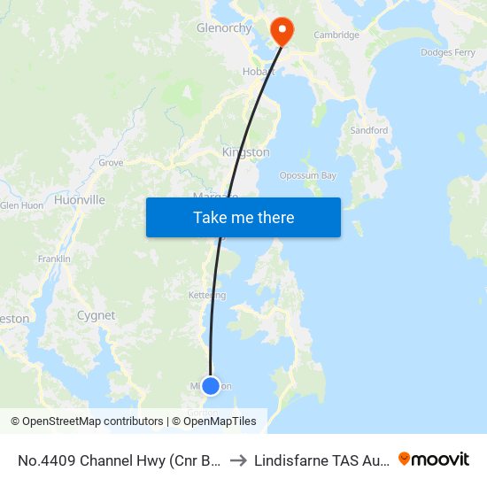 No.4409 Channel Hwy (Cnr Beach Rd) to Lindisfarne TAS Australia map