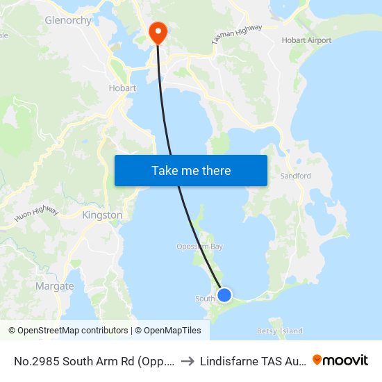No.2985 South Arm Rd (Opp.Rsl Club) to Lindisfarne TAS Australia map