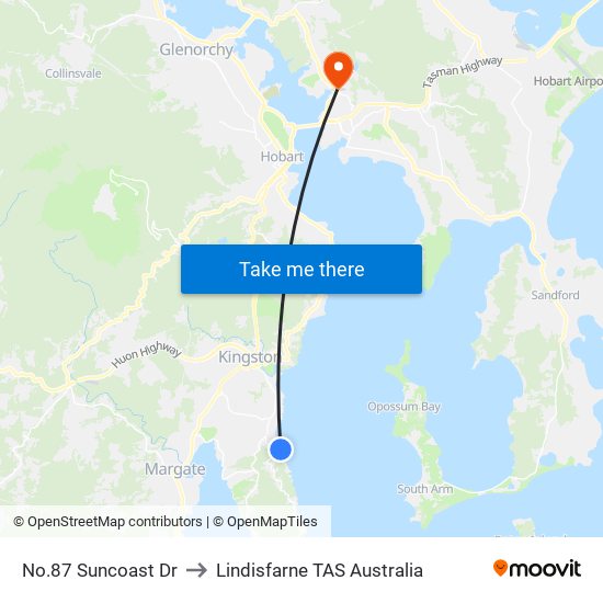 No.87 Suncoast Dr to Lindisfarne TAS Australia map