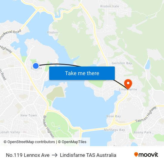 No.119 Lennox Ave to Lindisfarne TAS Australia map