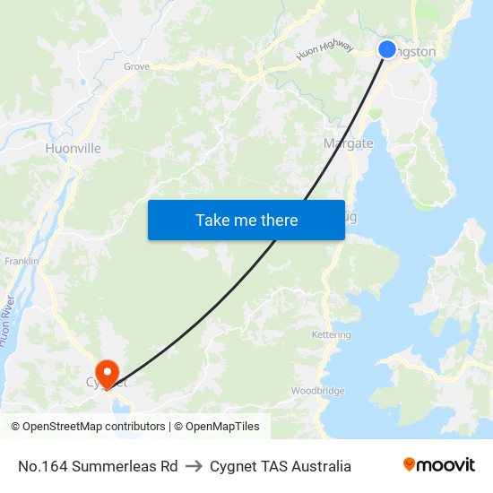 No.164 Summerleas Rd to Cygnet TAS Australia map