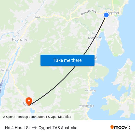 No.4 Hurst St to Cygnet TAS Australia map