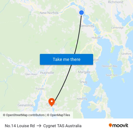 No.14 Louise Rd to Cygnet TAS Australia map