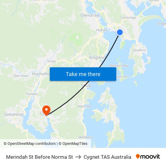 Merindah St Before Norma St to Cygnet TAS Australia map