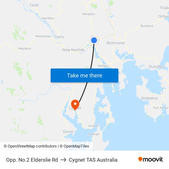 Opp. No.2 Elderslie Rd to Cygnet TAS Australia map