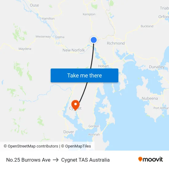 No.25 Burrows Ave to Cygnet TAS Australia map