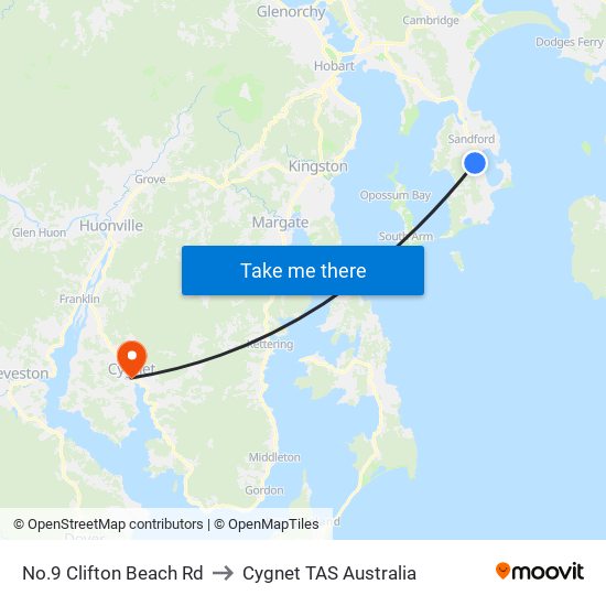 No.9 Clifton Beach Rd to Cygnet TAS Australia map