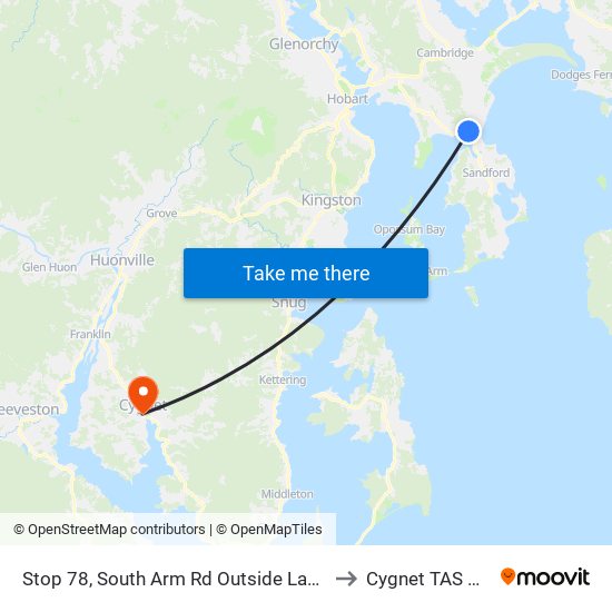 Stop 78, South Arm Rd Outside Lauderdale Primary to Cygnet TAS Australia map