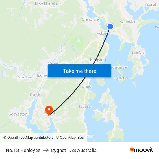 No.13 Henley St to Cygnet TAS Australia map