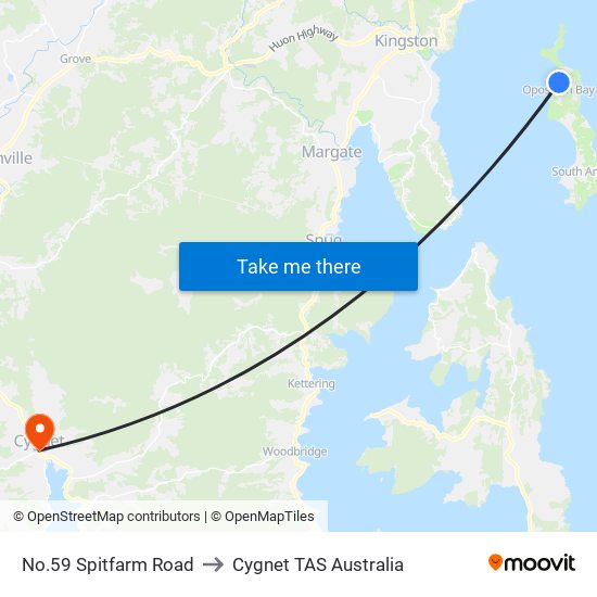 No.59 Spitfarm Road to Cygnet TAS Australia map