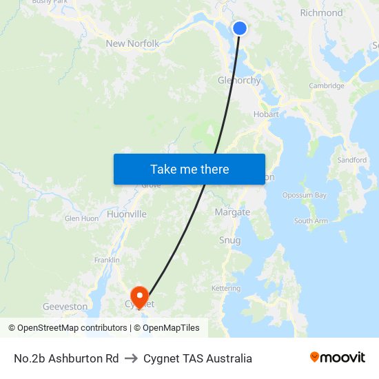 No.2b Ashburton Rd to Cygnet TAS Australia map