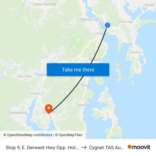 Stop 9, E. Derwent Hwy Opp. Hotel Beltana to Cygnet TAS Australia map