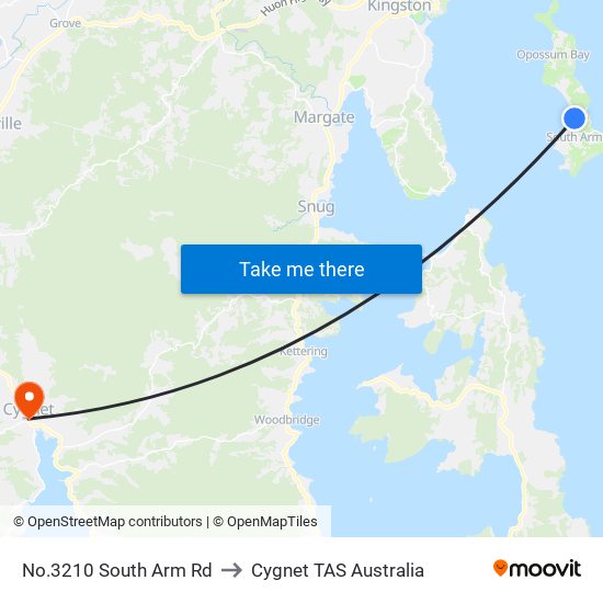 No.3210 South Arm Rd to Cygnet TAS Australia map