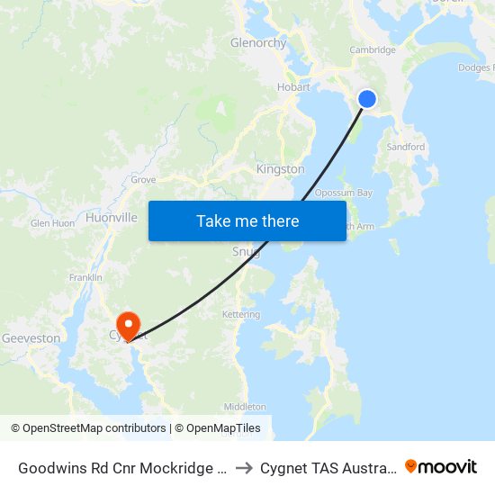 Goodwins Rd Cnr Mockridge Rd to Cygnet TAS Australia map