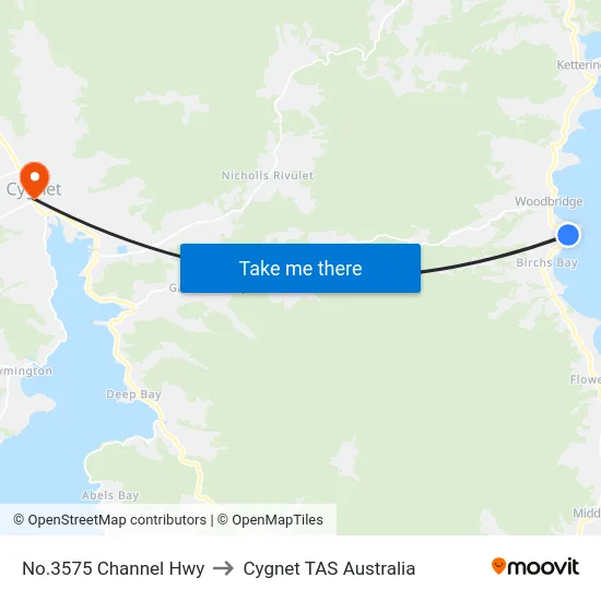 No.3575 Channel Hwy to Cygnet TAS Australia map