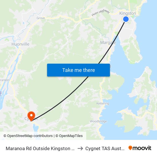 Maranoa Rd Outside Kingston Town to Cygnet TAS Australia map