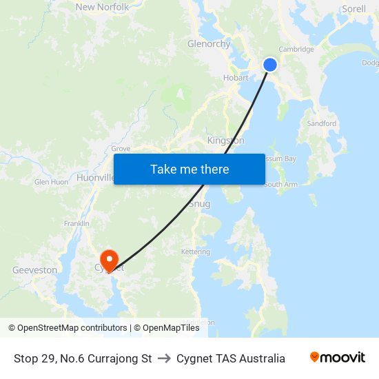 Stop 29, No.6 Currajong St to Cygnet TAS Australia map