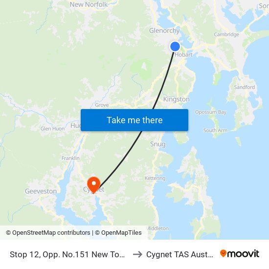 Stop 12, Opp. No.151 New Town Rd to Cygnet TAS Australia map