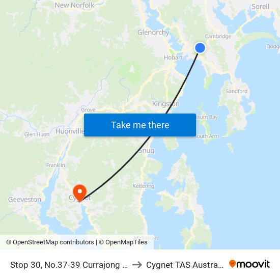 Stop 30, No.37-39 Currajong St to Cygnet TAS Australia map