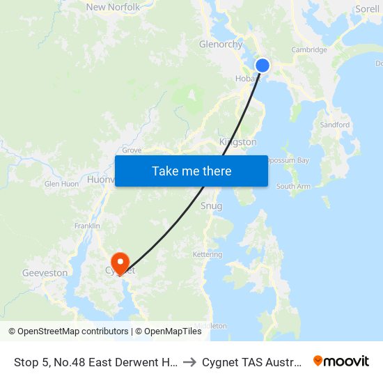 Stop 5, No.48 East Derwent Hwy to Cygnet TAS Australia map