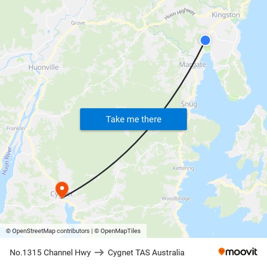 No.1315 Channel Hwy to Cygnet TAS Australia map