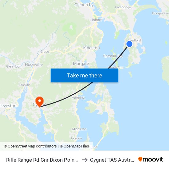 Rifle Range Rd Cnr Dixon Point Rd to Cygnet TAS Australia map