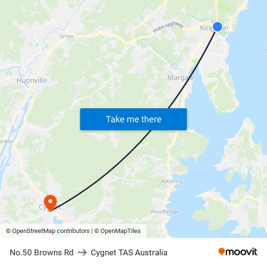 No.50 Browns Rd to Cygnet TAS Australia map