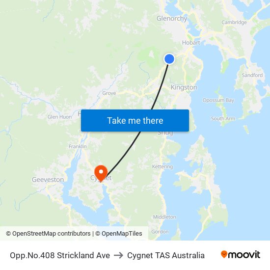 Opp.No.408 Strickland Ave to Cygnet TAS Australia map