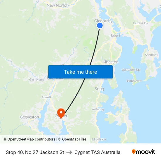 Stop 40, No.27 Jackson St to Cygnet TAS Australia map