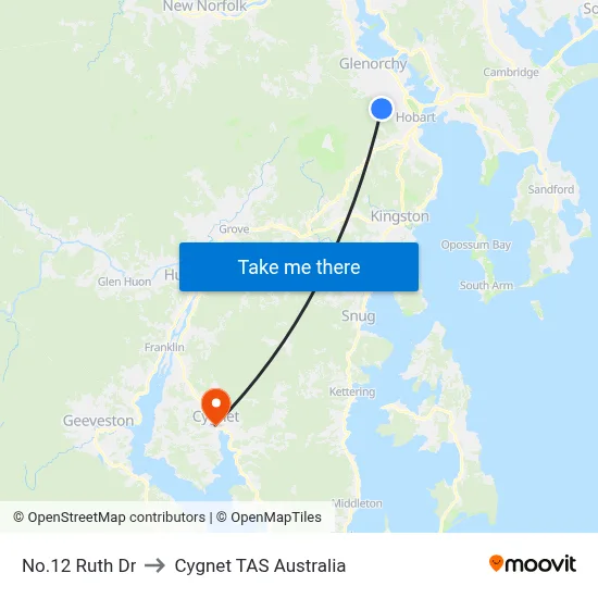 No.12 Ruth Dr to Cygnet TAS Australia map