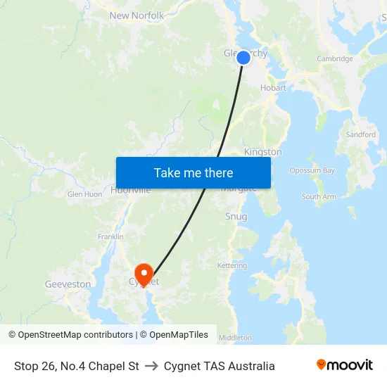 Stop 26, No.4 Chapel St to Cygnet TAS Australia map