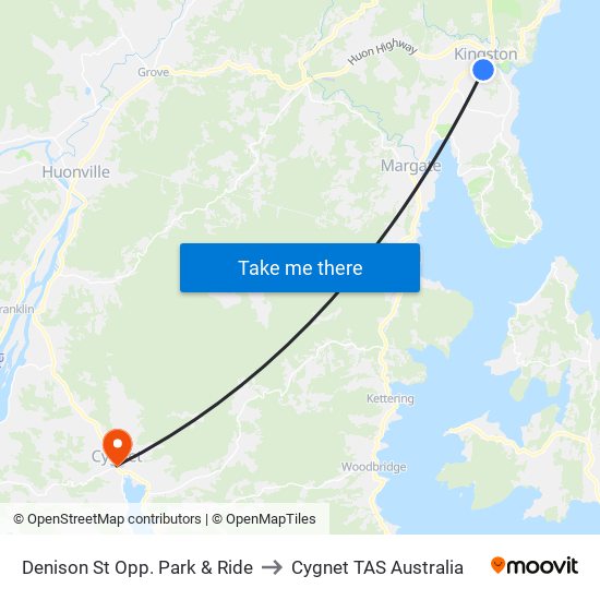 Denison St Opp. Park & Ride to Cygnet TAS Australia map