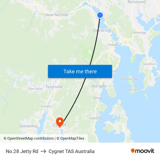 No.28 Jetty Rd to Cygnet TAS Australia map