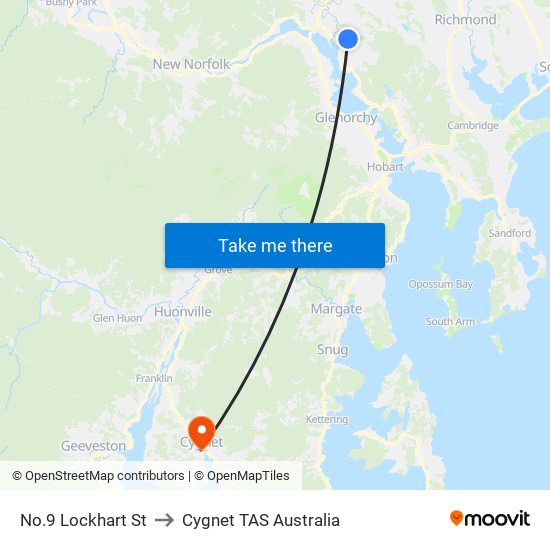 No.9 Lockhart St to Cygnet TAS Australia map