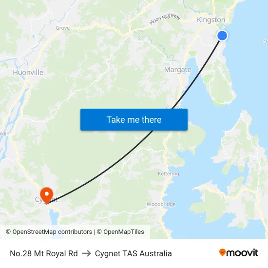 No.28 Mt Royal Rd to Cygnet TAS Australia map