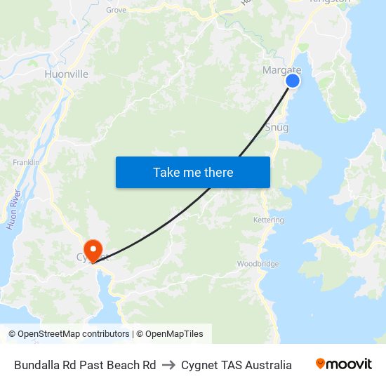 Bundalla Rd Past Beach Rd to Cygnet TAS Australia map