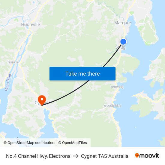 No.4 Channel Hwy, Electrona to Cygnet TAS Australia map