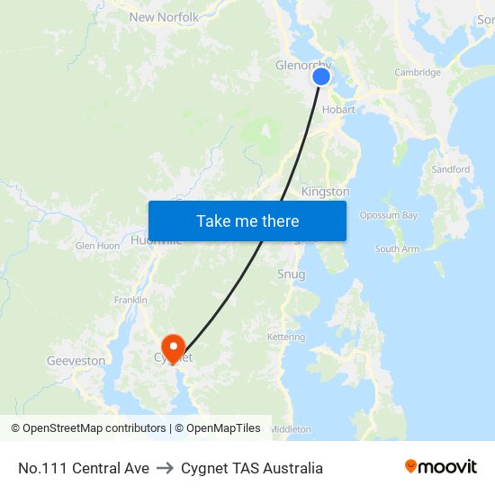 No.111 Central Ave to Cygnet TAS Australia map