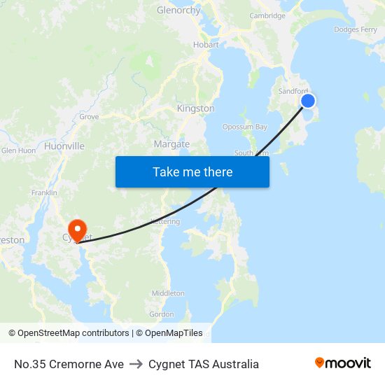 No.35 Cremorne Ave to Cygnet TAS Australia map