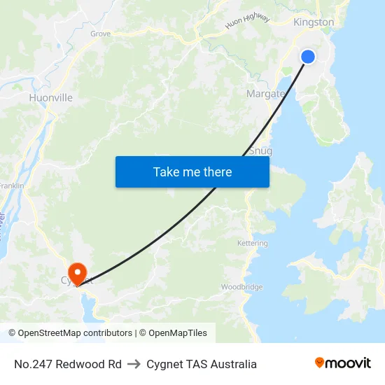 No.247 Redwood Rd to Cygnet TAS Australia map