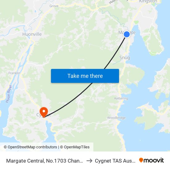 Margate Central, No.1703 Channel Hwy to Cygnet TAS Australia map