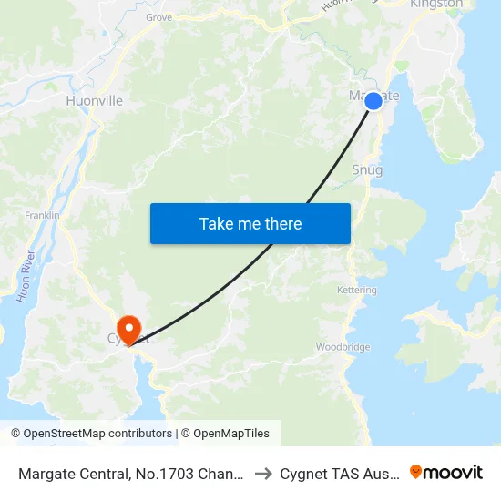 Margate Central, No.1703 Channel Hwy to Cygnet TAS Australia map