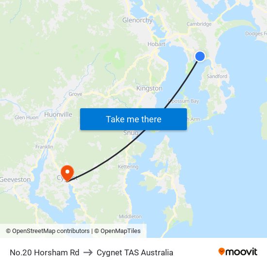 No.20 Horsham Rd to Cygnet TAS Australia map