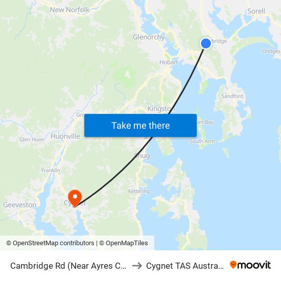 Cambridge Rd (Near Ayres Crt) to Cygnet TAS Australia map