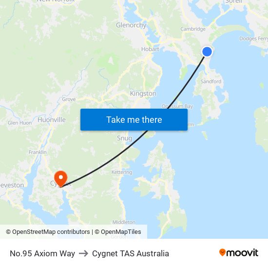 No.95 Axiom Way to Cygnet TAS Australia map