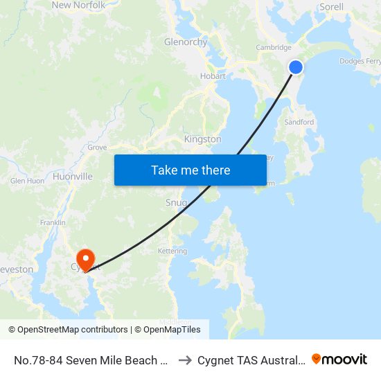 No.78-84 Seven Mile Beach Rd to Cygnet TAS Australia map