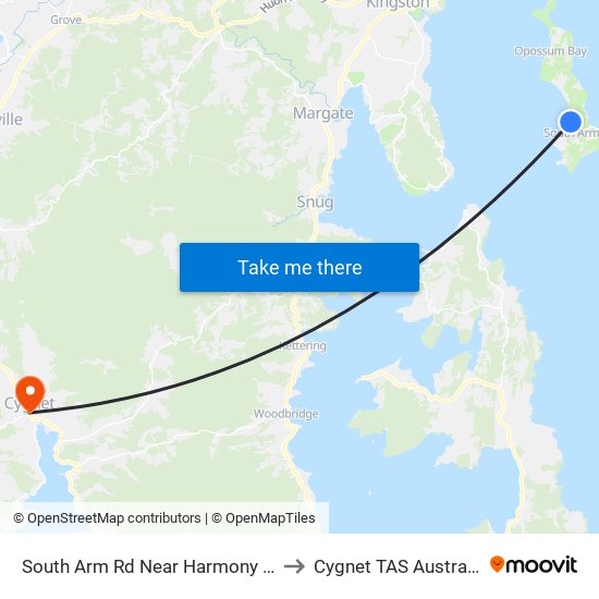 South Arm Rd Near Harmony Ln to Cygnet TAS Australia map