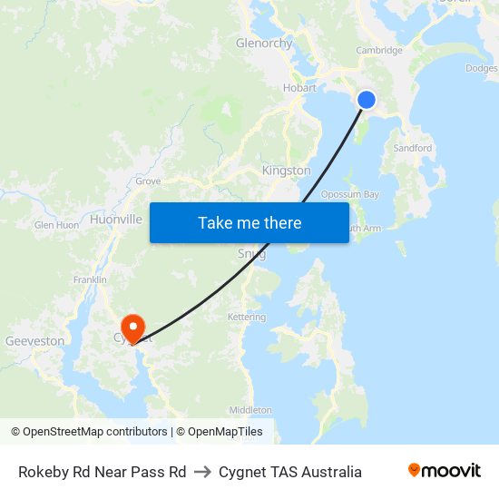 Rokeby Rd Near Pass Rd to Cygnet TAS Australia map