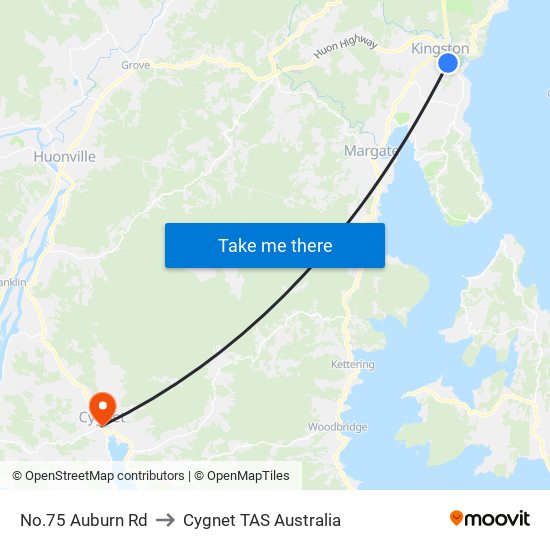 No.75 Auburn Rd to Cygnet TAS Australia map
